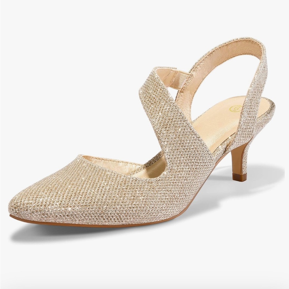 My Soft Women’s Gold Kitten Heel Pump